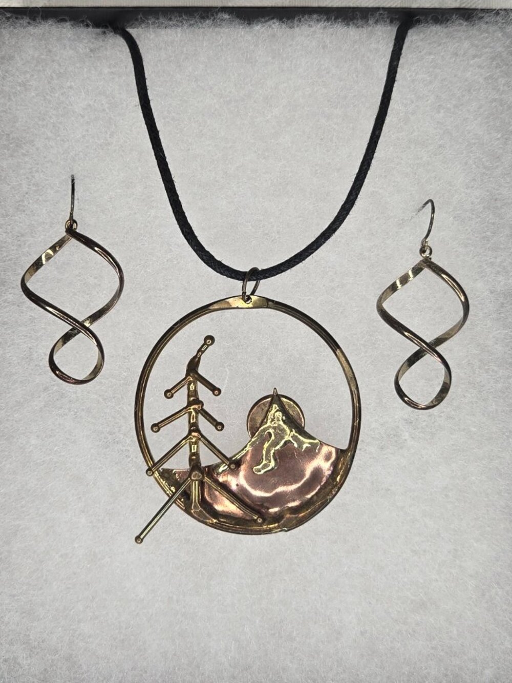 Handcrafted "North Woods" Copper Pendant and Spiral Earrings